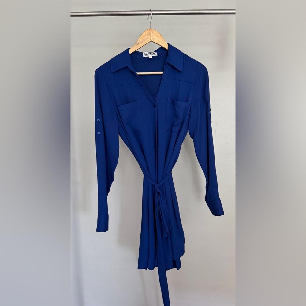Express: Portofino Shirt Dress in Royal Blue (Size M)